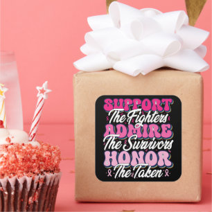 Pink Ribbon Unterstützung Admire Ehrenbewusstsein Quadratischer Aufkleber