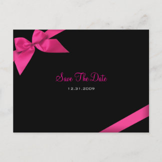 Pink Ribbon Wedding Save the Date Announction Ankündigungspostkarte