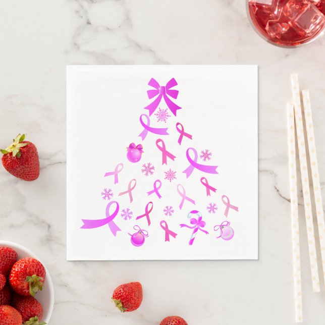 Pink Ribbon Weihnachtsbaum Serviette (Beispiel)