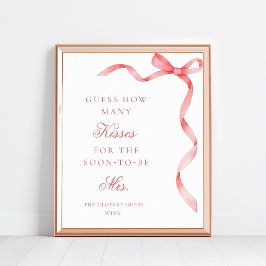 Pink Ribbon Wie viele Kisses Brautparty signieren Poster