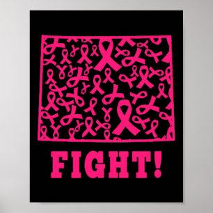 Pink Ribbon Wyoming Wy Staat Brustkrebs bekämpfen  Poster