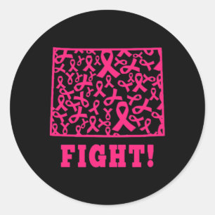 Pink Ribbon Wyoming Wy Staat Brustkrebs bekämpfen Runder Aufkleber