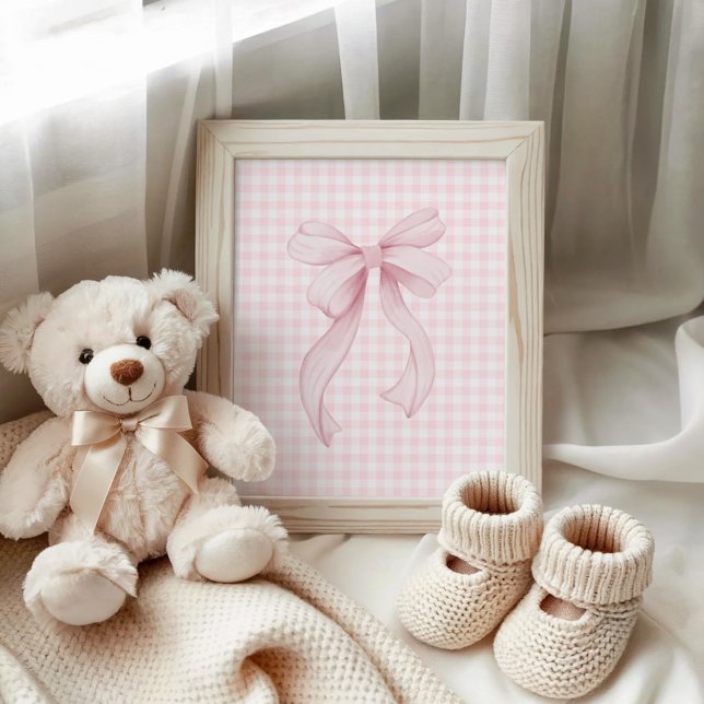 Pink Ribbon zu Gingham Poster (Pink Ribbon on Gingham Poster)