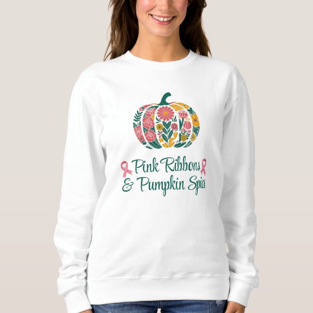Pink Ribbons & Pumpkin Gewürz - Halloween Sweatshirt (Vorderseite)
