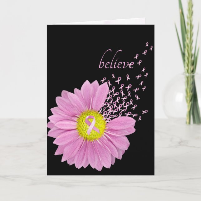 Pink Ribbons und Daisy Glaube Card Karte (Vorderseite)
