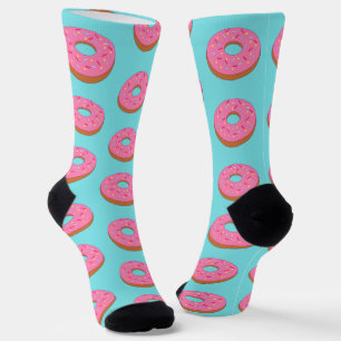 Pink Ring Donut - Fun Toon Food Novelle Socken