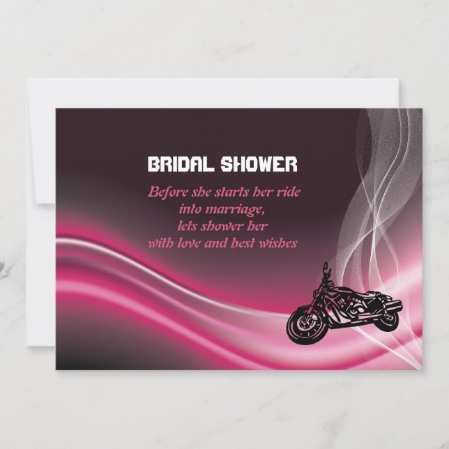 Pink Road Biker Hochzeit Brautdusche Einladung (Vorderseite)