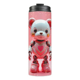 Pink Robot Teddy Bear Valentine's Tumbler Thermosbecher