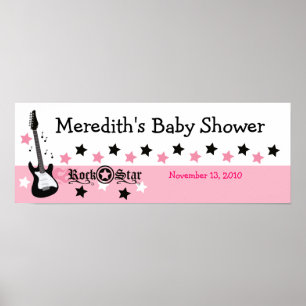 Pink Rock Star Gitarre Custom Baby Duschbanner Poster
