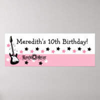 Pink Rock Star Gitarre Custom Geburtstagsbanner