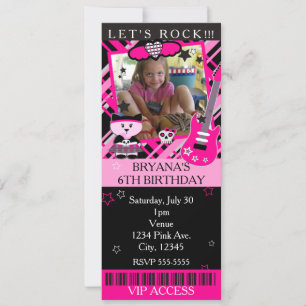 Pink Rock Star Kitty Katze Pink Ticket VIP Party Einladung