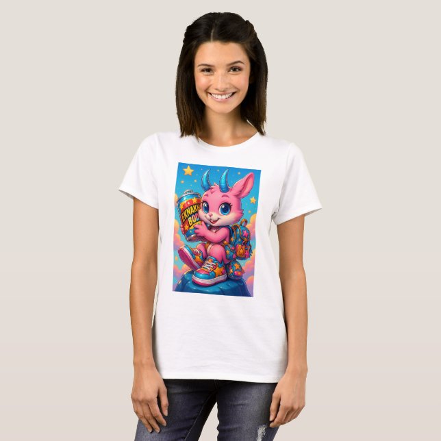 Pink Rocket Bunny Graphic T-Shirt (Vorne ganz)