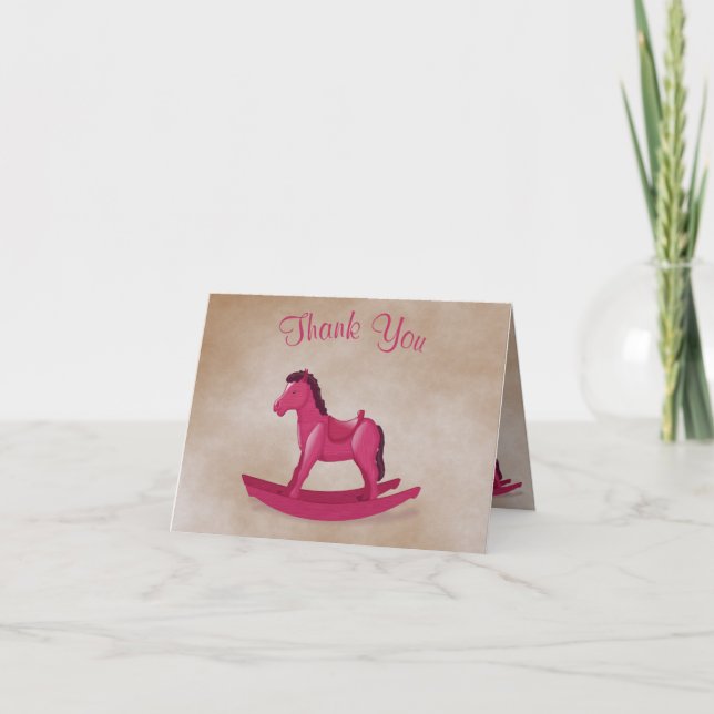 Pink Rocking Horse Baby Girl Danke (Vorderseite)