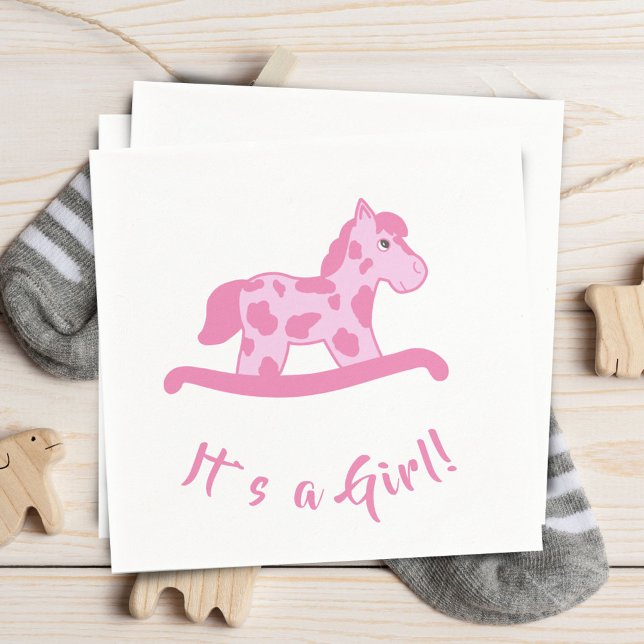 Pink Rocking Horse Es ist eine Girl Baby Dusche Serviette (Von Creator hochgeladen)