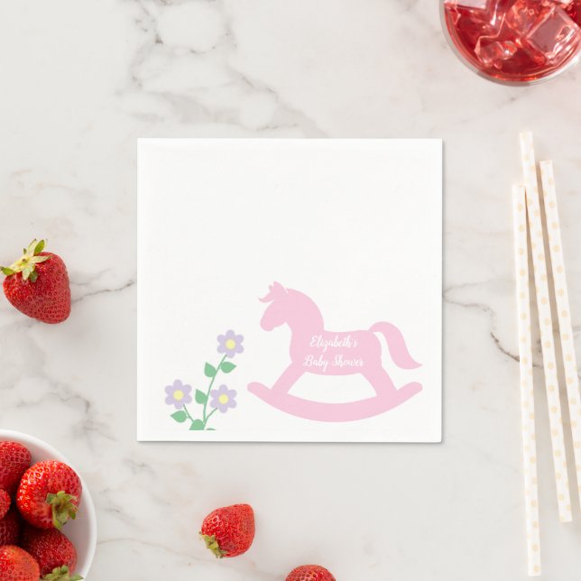 Pink Rocking Horse Girl Baby Shower Serviette (Beispiel)