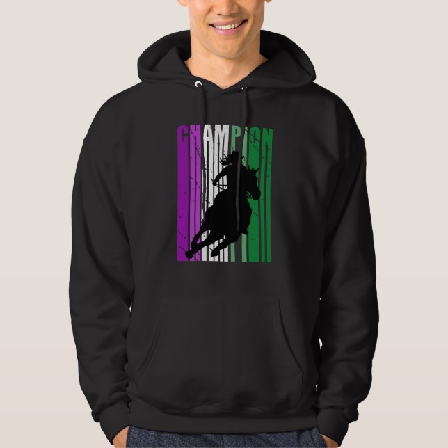 Pink Rodeo Champion Cowgirl on Horse Barrel Racing Hoodie (Vorderseite)
