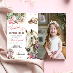 Pink Rodeo Western Cowboy Geburtstagsparty Einladung