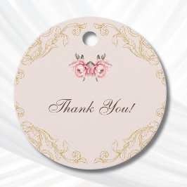 Pink Rokoko Vintag Peony Baby Dusche Vielen Dank Geschenkanhänger