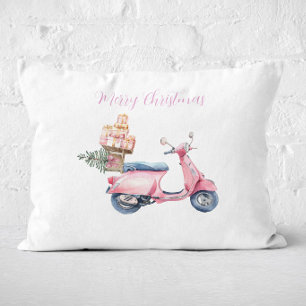 Pink-Roller-Christmas-Einkaufstrip Dekokissen