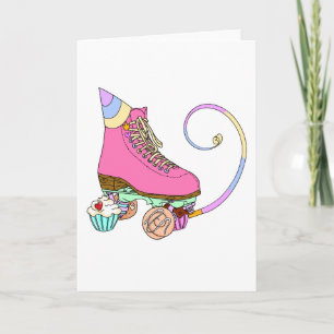 Pink Roller Skate Geburtstagsparty Cake Card Karte