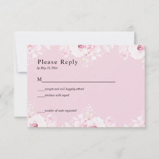 Pink Romantic Roses Elegant Pink RSVP Card Karte