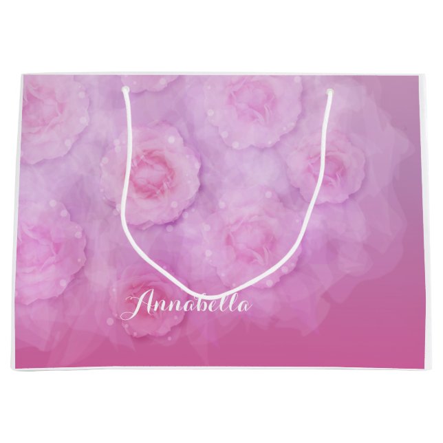 PINK Romantische Aquarellfarben Rose personalisier Große Geschenktüte (Vorderseite)