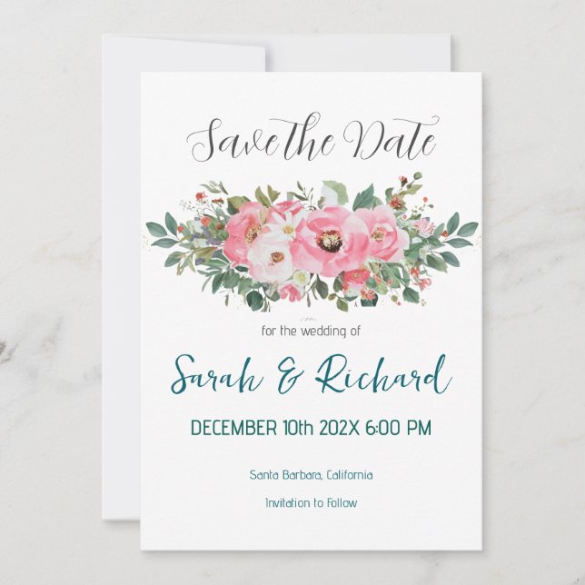 Pink Romantische Frühlingsbläserne Hochzeit Save The Date (Vorderseite)