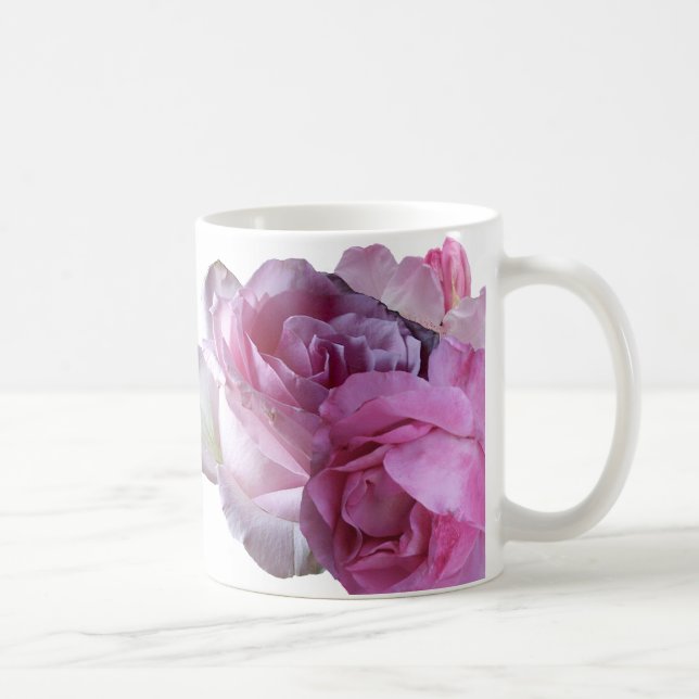 Pink rosa Rosa Blume boho Kaffeetasse (Rechts)
