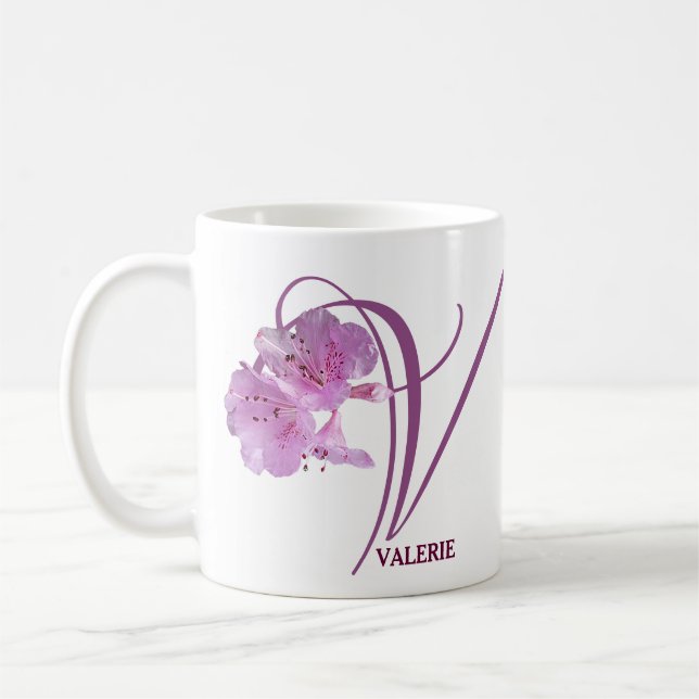 Pink rosa rosa Blume boho Kaffeetasse (Links)