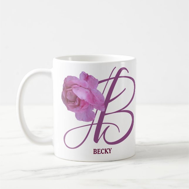 Pink rosa Rosa Blume boho Kaffeetasse (Links)