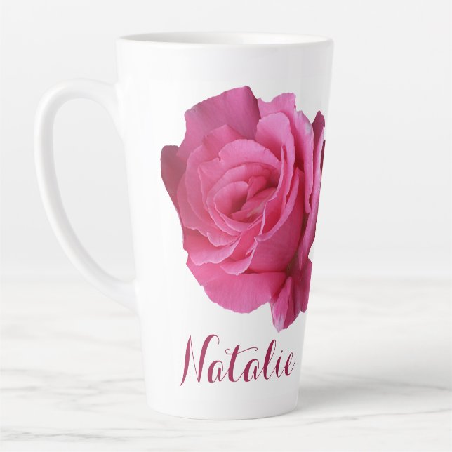 Pink rosa Rosa Blume boho Milchtasse (Links)