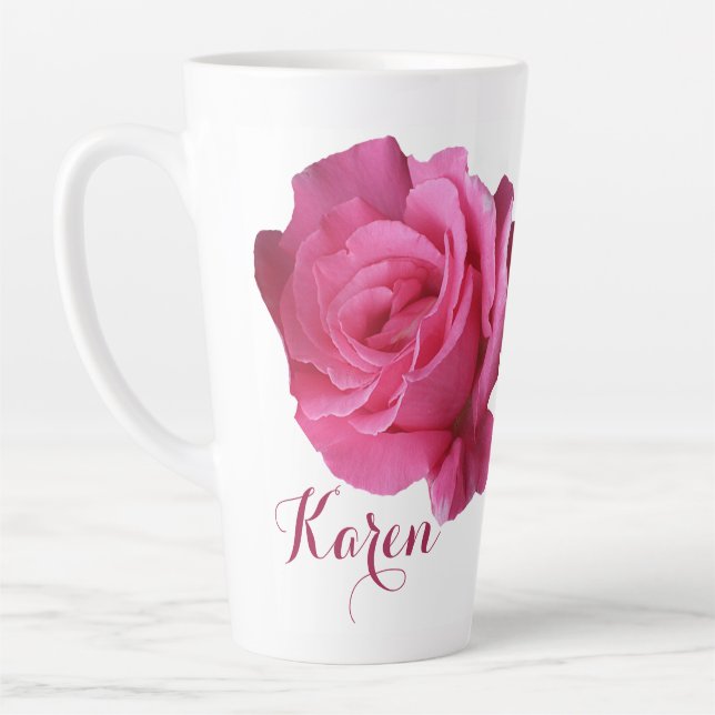 Pink rosa rosa Blume boho Milchtasse (Links)