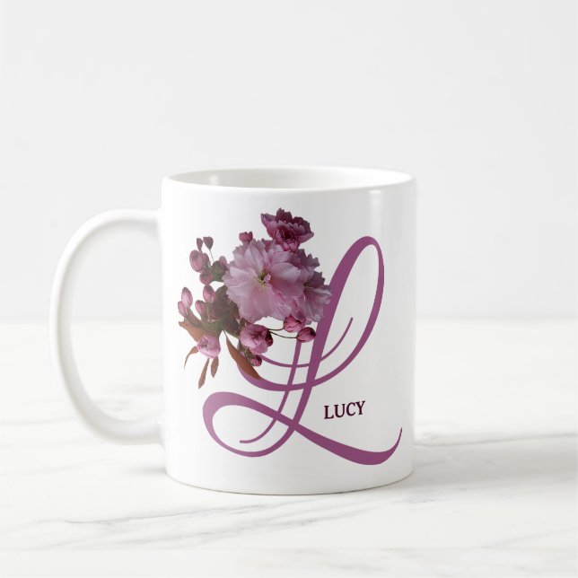 Pink rosa Rosa Blume, modisch Kaffeetasse (Links)