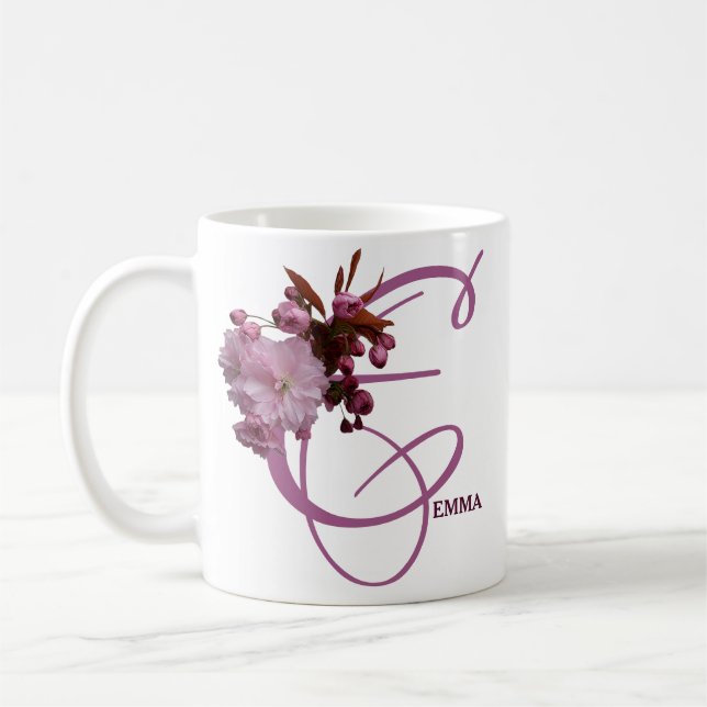 Pink rosa Rosa Blume, Vintag Kaffeetasse (Links)
