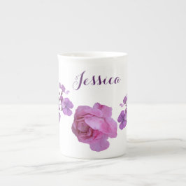 Pink rosa rosa, lila Blüte Prozellantasse