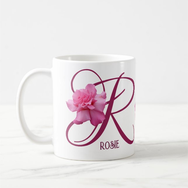 Pink rosa Rosenrosa Blume boho Kaffeetasse (Links)