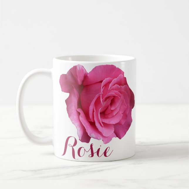 Pink rosa Rosenrosa Blume boho Kaffeetasse (Links)