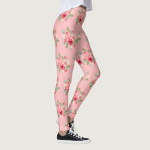 Pink rosa Roses Bouquet Muster Leggings