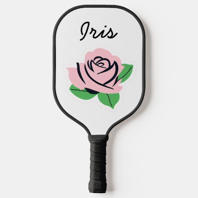 Pink Rose Anpassbarer Name Pickleball Schläger (Rückseite)