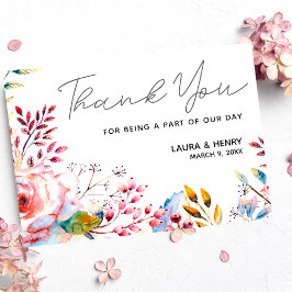 Pink Rose Aquarellblume Danke Karte