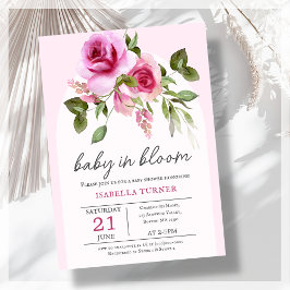Pink Rose Baby in Bloom Baby Dusche Einladung
