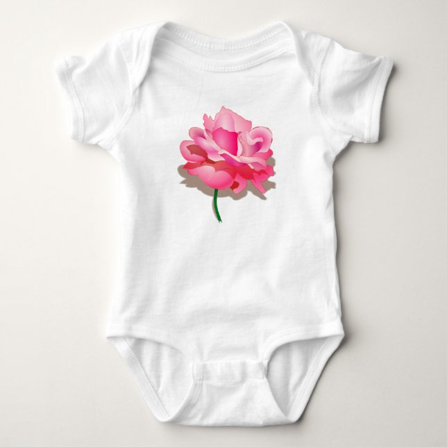 Pink Rose Baby Tutu Bodysuit Strampler (Vorderseite)