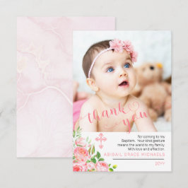 Pink Rose Blooms Taufe Foto Vielen Dank Dankeskarte