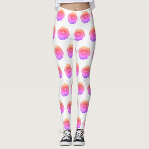 Pink Rose Blossom Muster Leggings