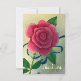 Pink Rose Blue Ribbon Wedding Danke Karten