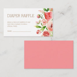 Pink Rose Blumengrün Baby Diaper Raffle Begleitkarte