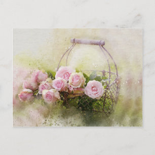 Pink Rose Bouquet Postkarte