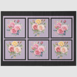 Pink Rose Bouquets Tiled Decoupage Seidenpapier