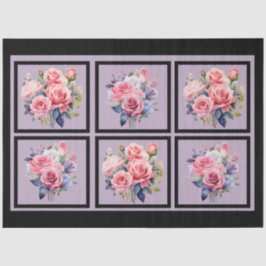Pink Rose Bouquets Tiled Decoupage Seidenpapier