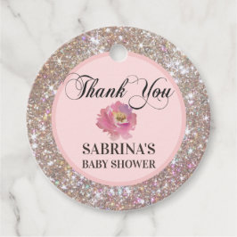 Pink, Rose Braun, Glitzer Baby Dusche Danke Geschenkanhänger